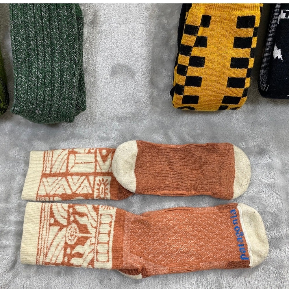 Bulk Lot 10 Pair Patagonia Burton Vans 100% Merino Wool Cushioned Socks Men 8-12 - Picture 5 of 10